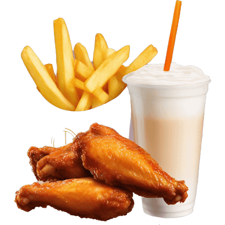 Chicken wings with fries and milktea emoji