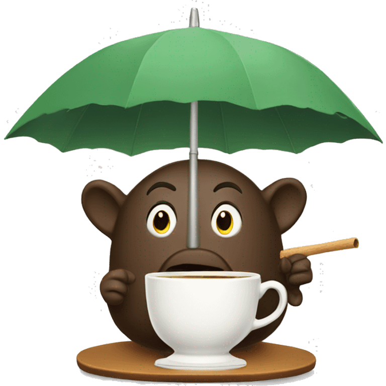 drinking tea with umbrella emoji