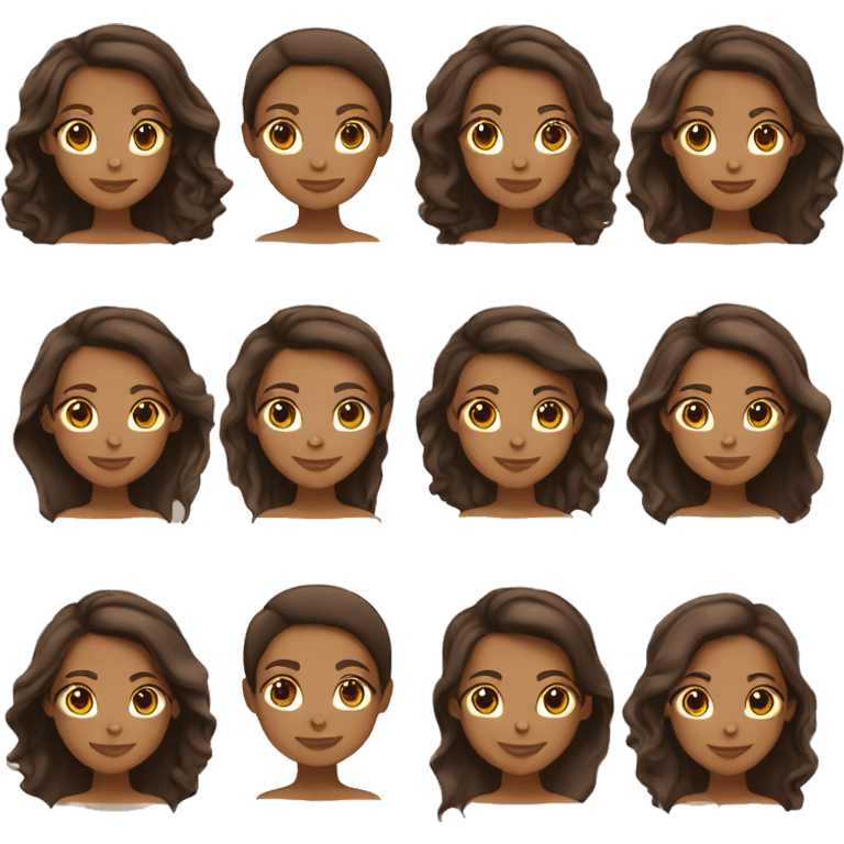 Brown girl tan, dark brown hair with light brown hair highlights  emoji