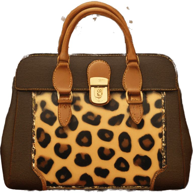 Realistic dooney and Bourke aztec and leopard print pattern satchel purse. emoji