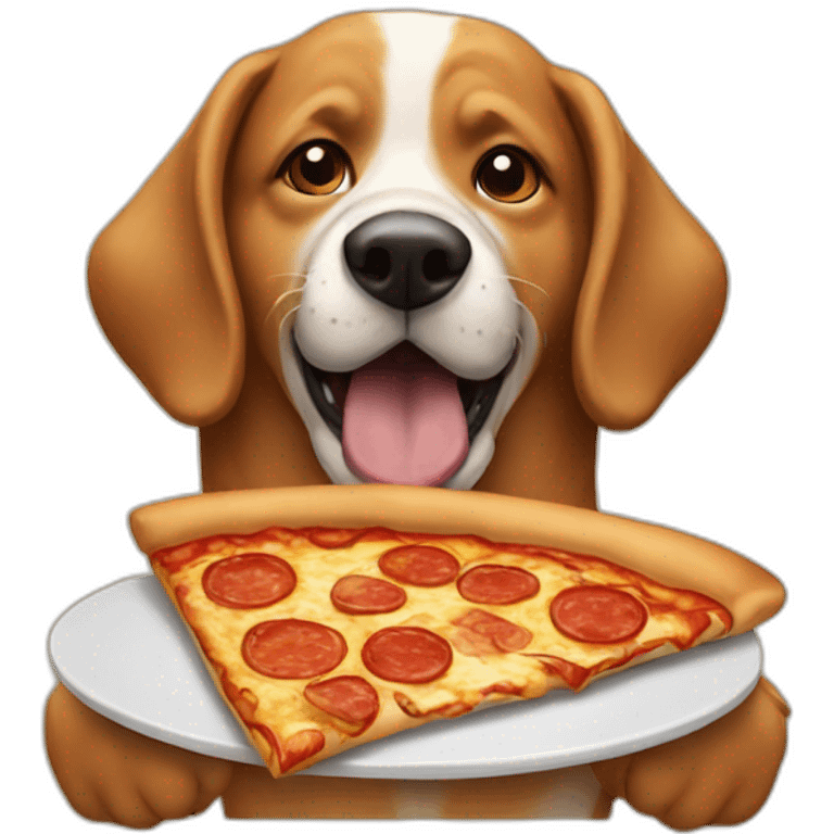 A dog eating pizza emoji