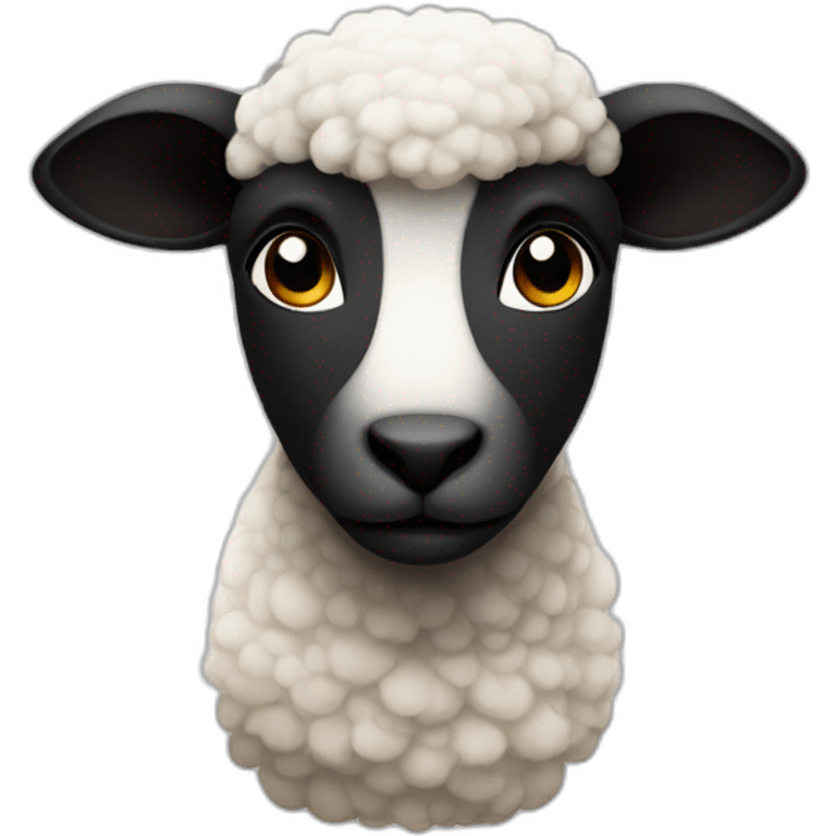 a lamb with white face and black wool emoji