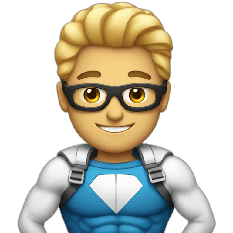 Portrait Super hero with thumbs up and shirt like logo emoji