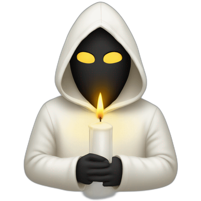 White pointy hooded man with mask holding candle emoji