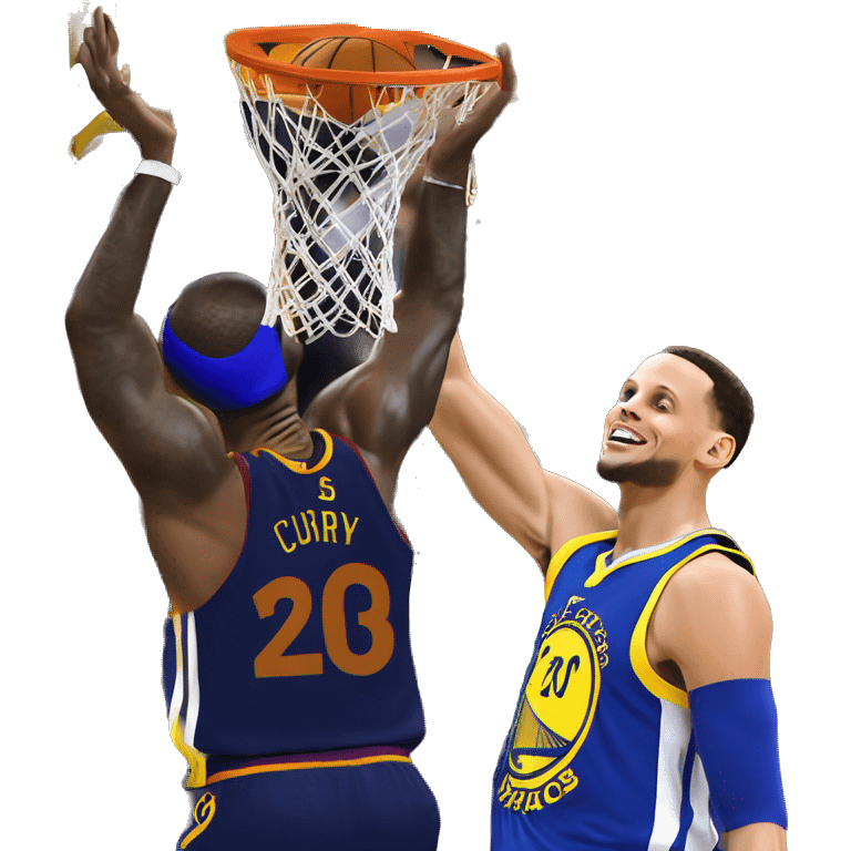 Steph curry dunking on LeBron James emoji