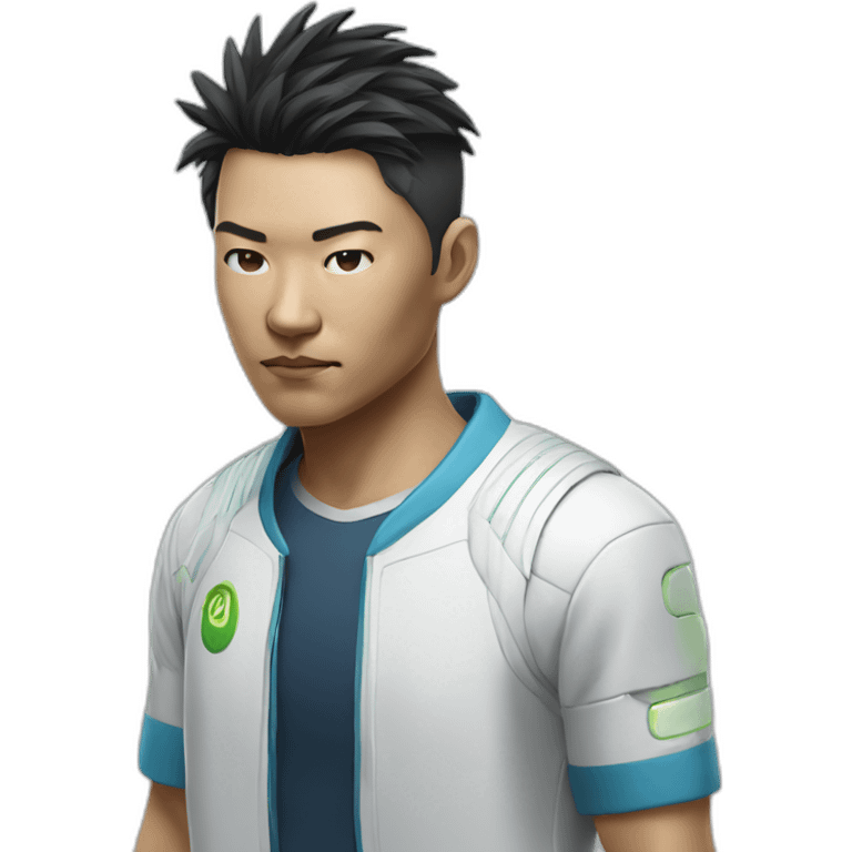 augmented cyberpunk asian dude in tennis uniform emoji