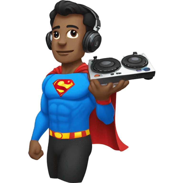 Superman Djing with dj controller emoji