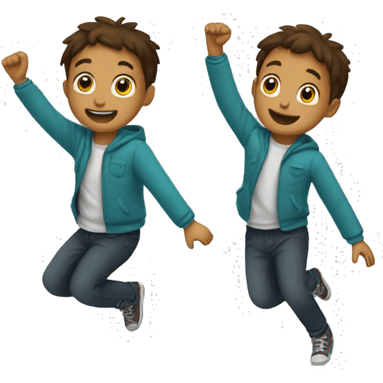 child is jumping with his arms up and legs down  emoji