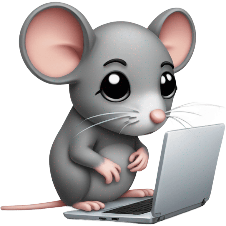 Sad mouse with leptop emoji