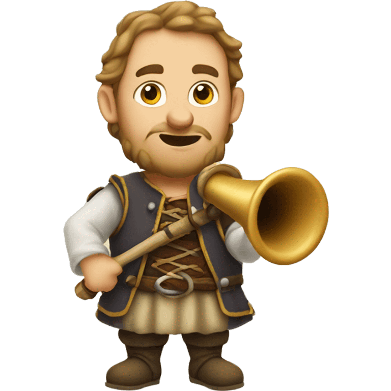 medieval caucasian bard with call horn emoji