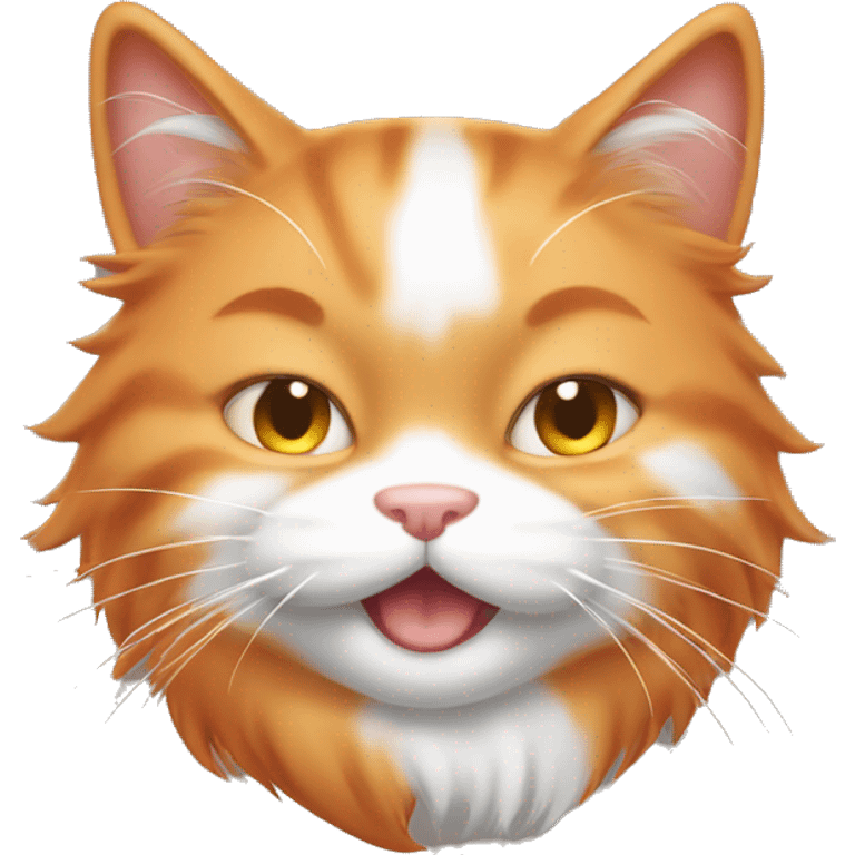 Cute emoji long haired orange and white kitty winking emoji