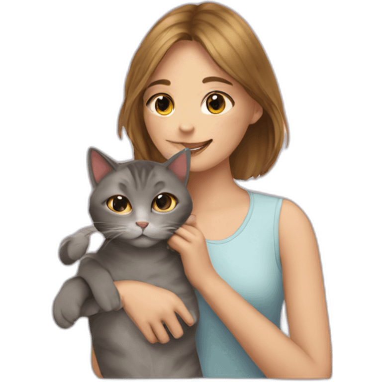 Cat and girl emoji