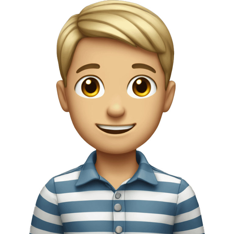 smiling boy in striped shirt emoji