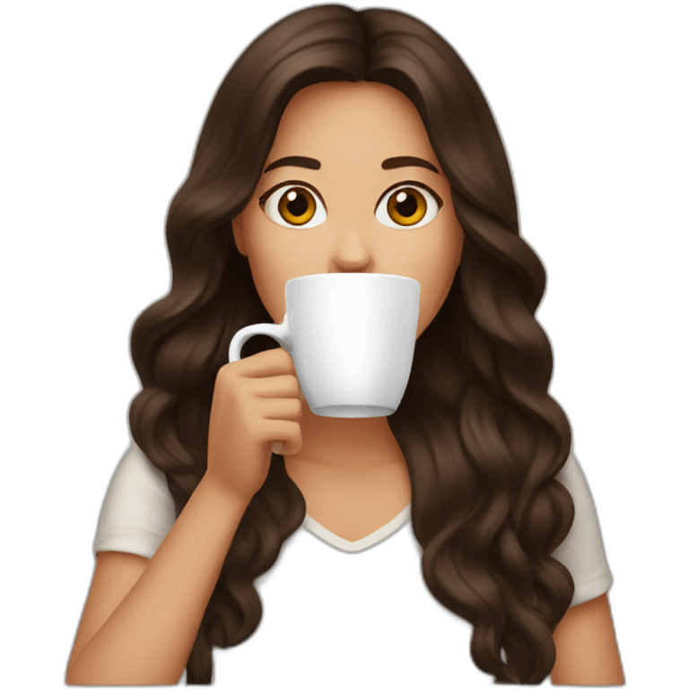 brunette drinking coffee emoji