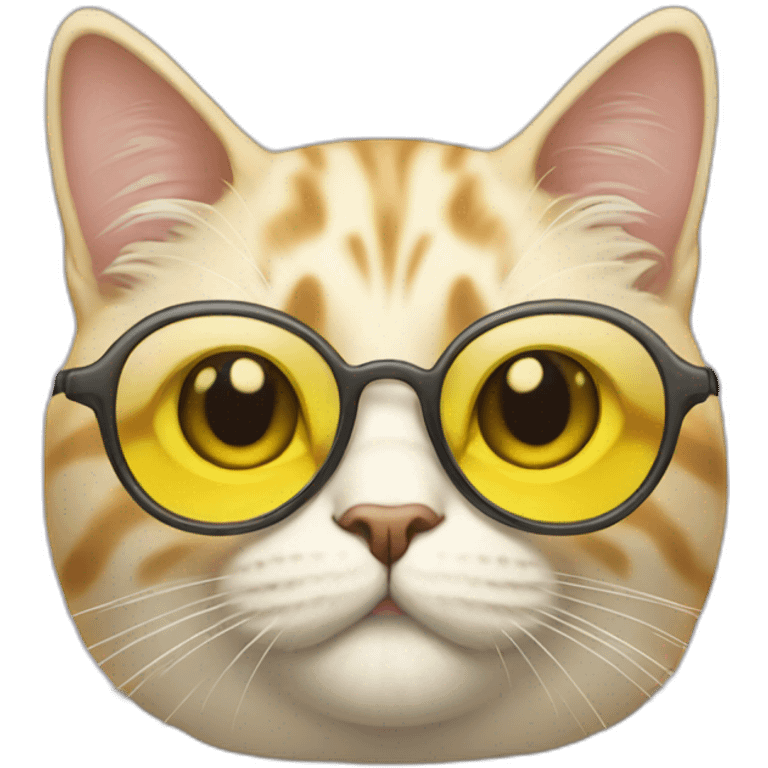 Cat with yellow glasses that holds and is cream emoji