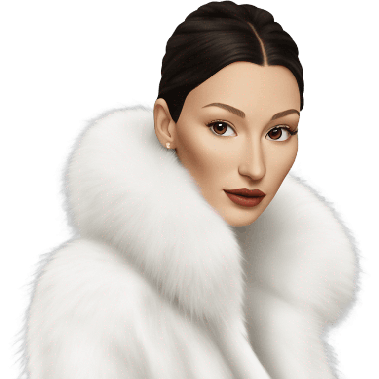 Bella hadid in white fur, minimalist style  emoji