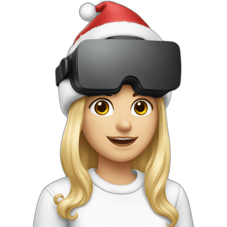 Christmas girl holding vr headset emoji