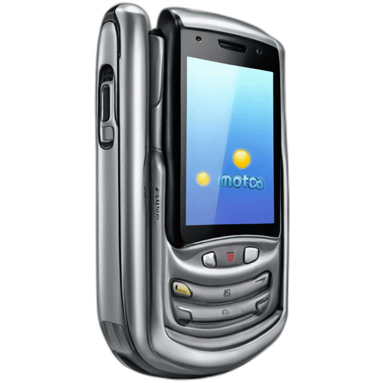 silver Motorola Razr V3 mobile device with the iconic clamshell design. emoji