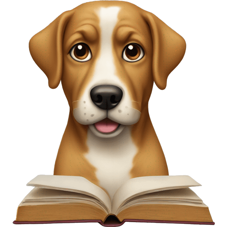 realistic dog reading a book emoji