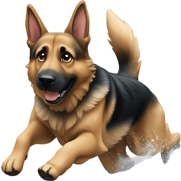 German shepherd dog running in snow emoji