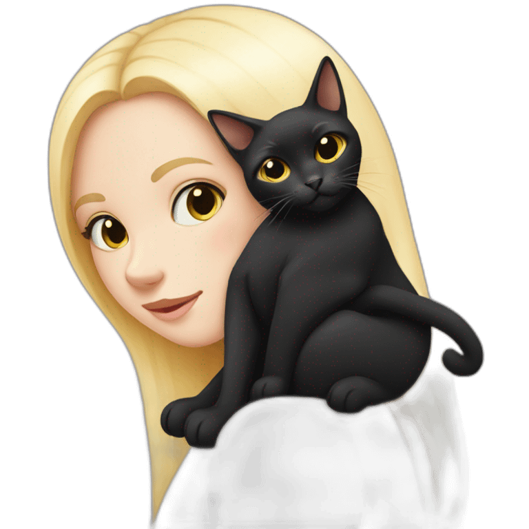 Black cat sitting on white girl face emoji