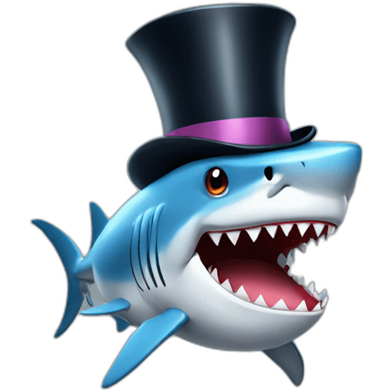 Shark with a top hat emoji