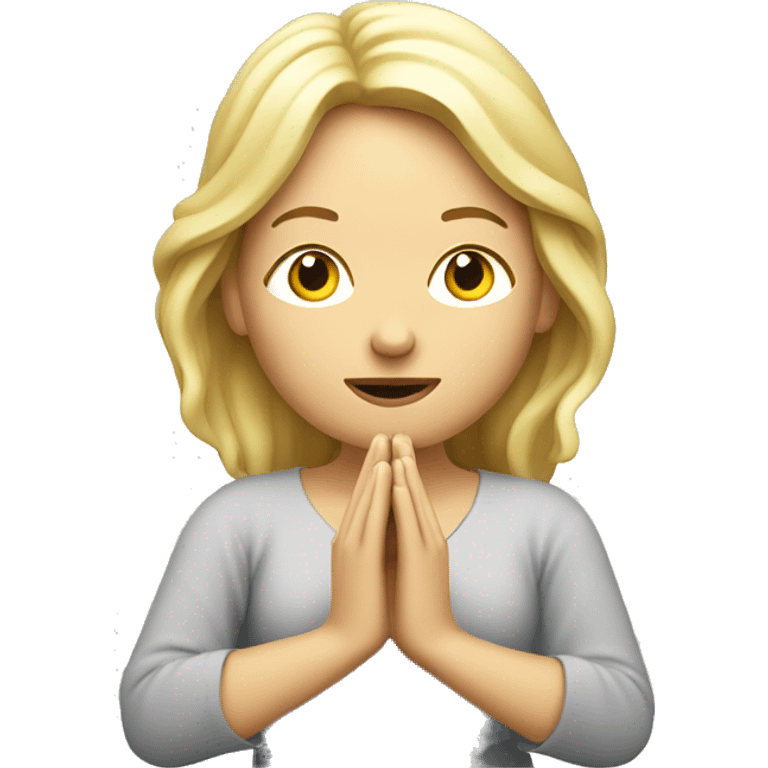 Blond women meditating with camera in hand  emoji