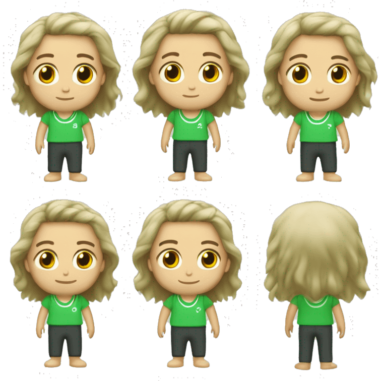 boneco de pele moreno de regata branca e cabelo verde  emoji