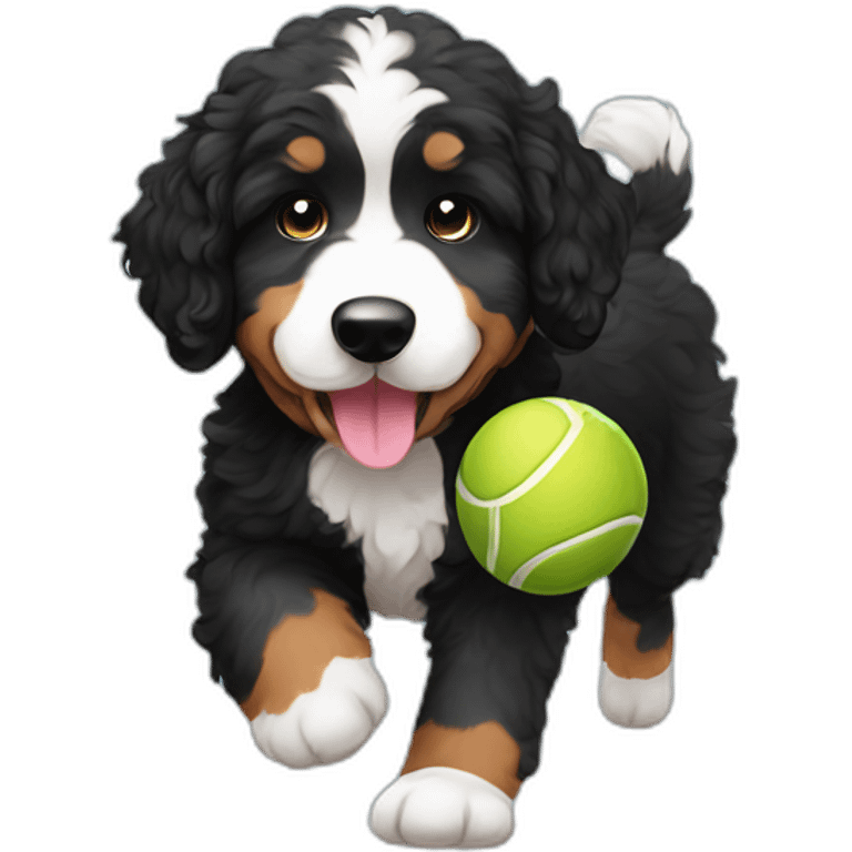 bernedoodle playing with ball emoji