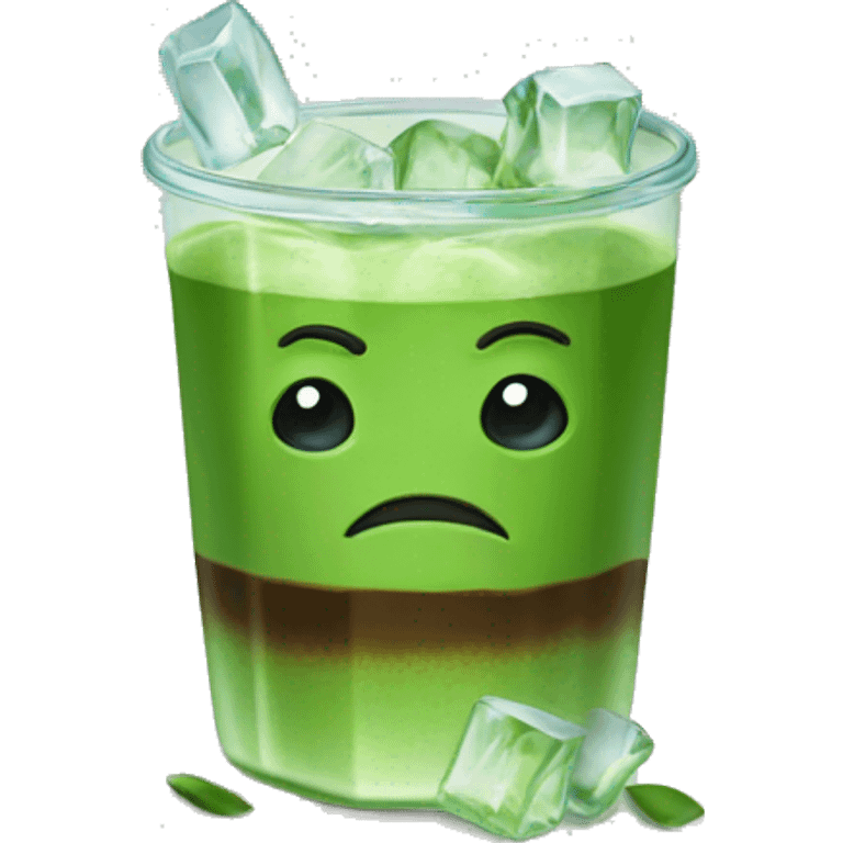 matcha coffee with ice cubes emoji