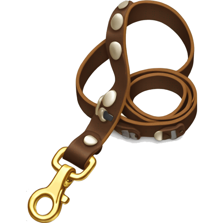 Brown dog leash with golden snap  emoji