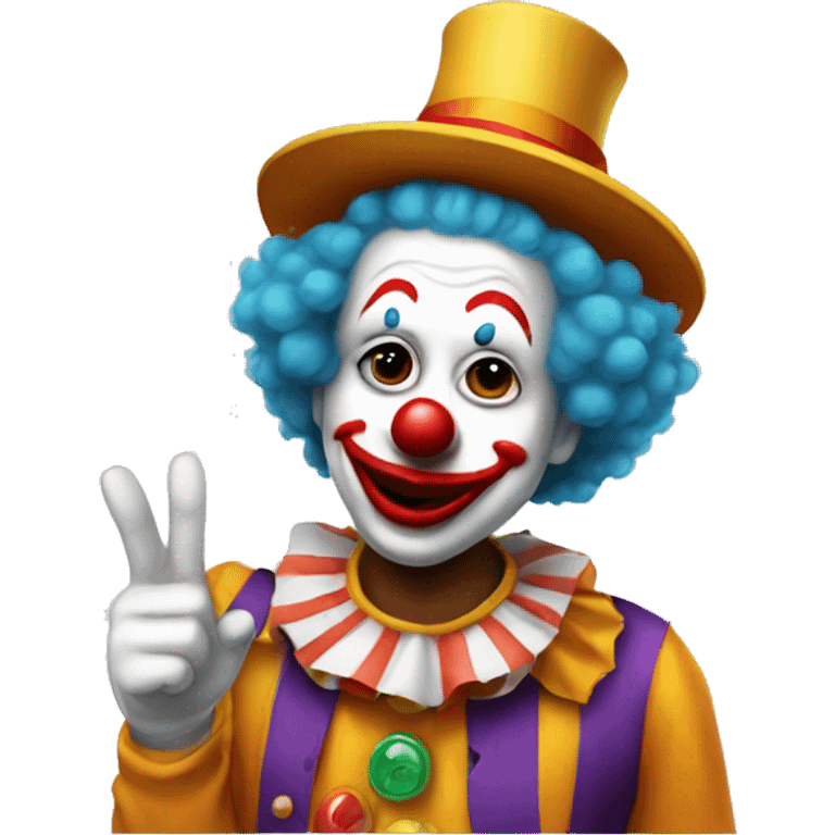 Clown doing a duckface and a peace sign emoji