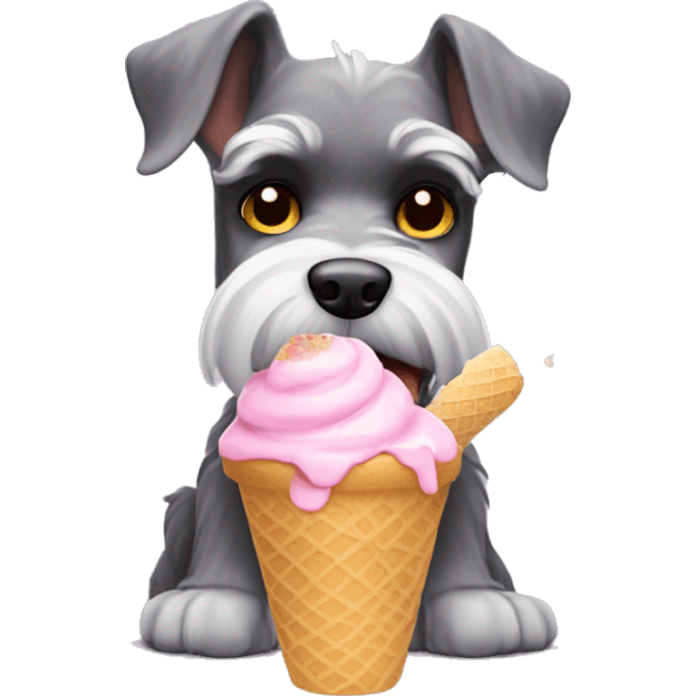 Mini schnauzer eating icecream  emoji