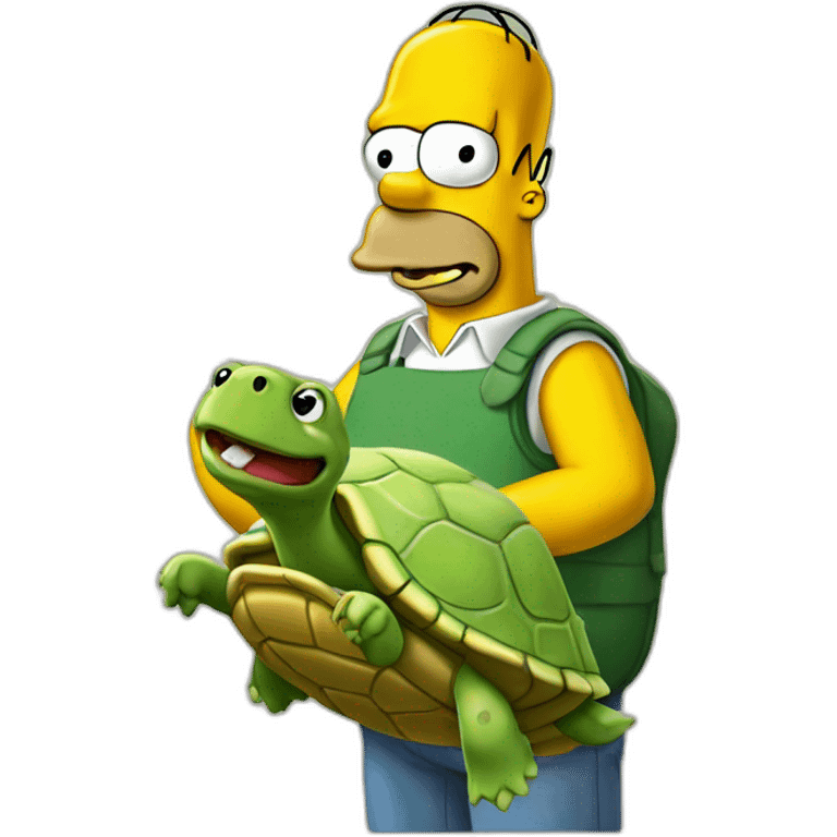 Homer Simpson with a turtle as a hat emoji