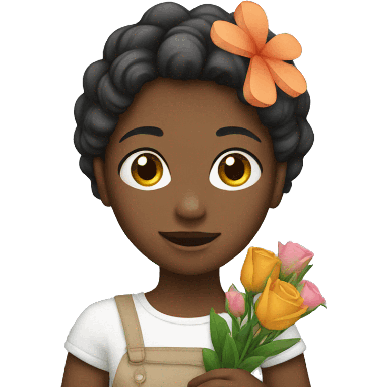 Girl holding flowers emoji