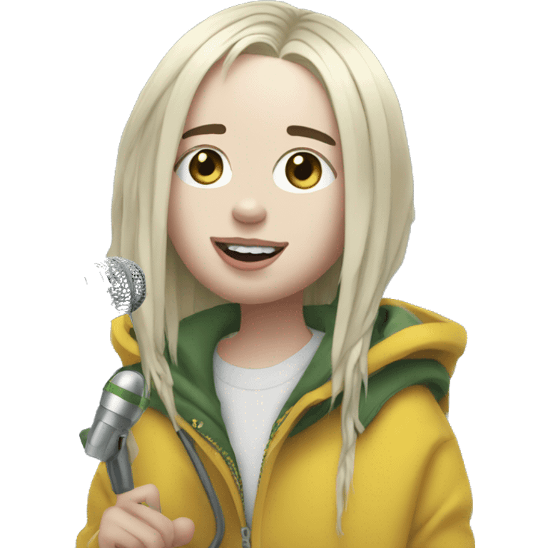 Billie eilish with a microphone emoji