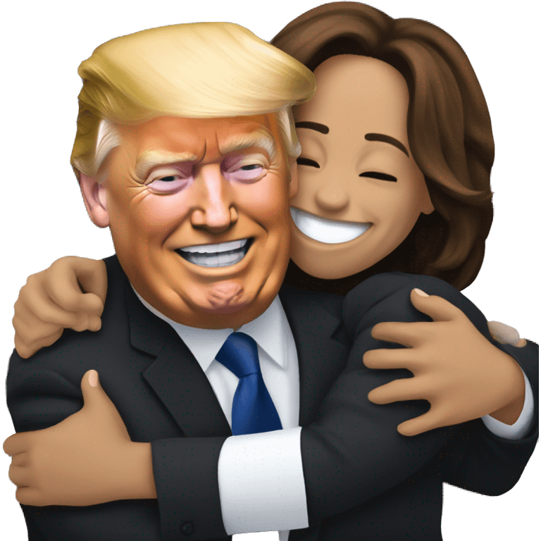 Donald trump and Kamala Harris hugging emoji