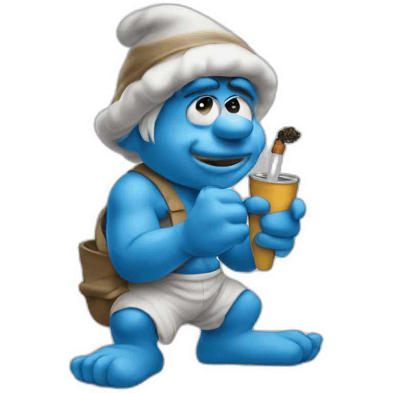 unhealthy looking smurf with sigaret emoji