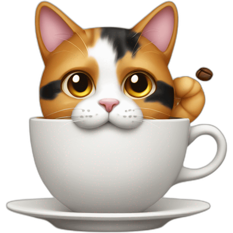 calico cat with coffee emoji