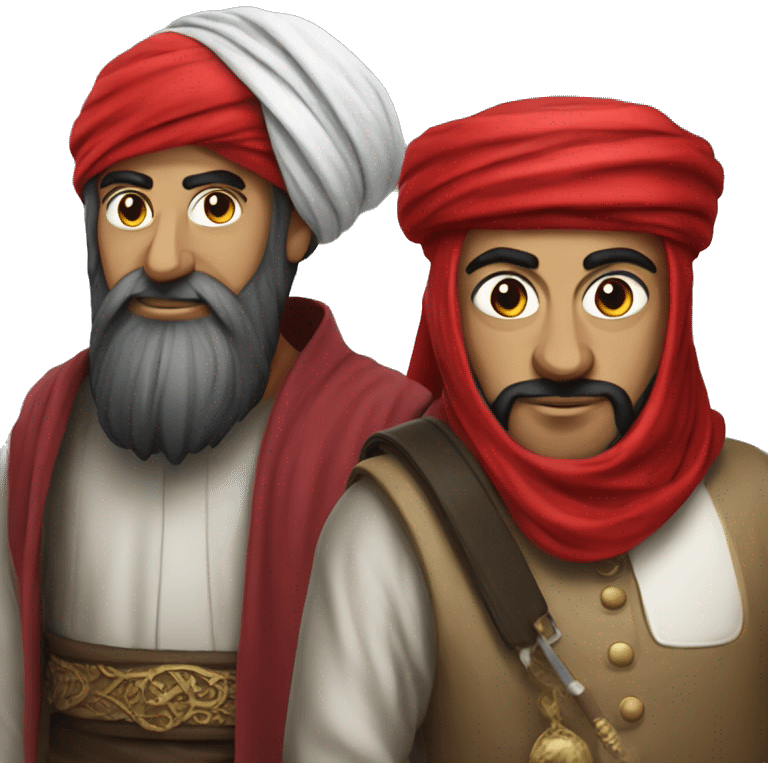 A caliph with turban and red clothes hacker emoji