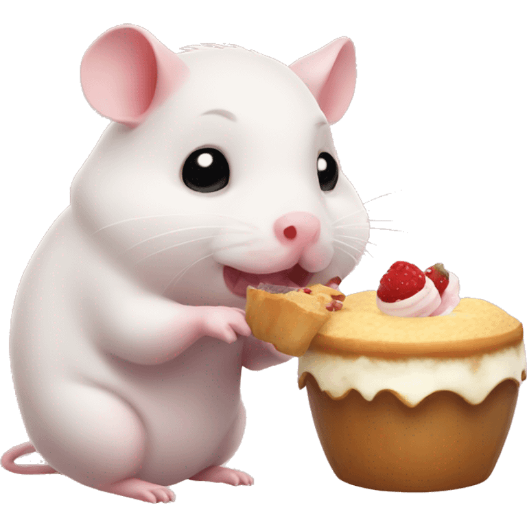 Hamster and piglet eating dessert emoji