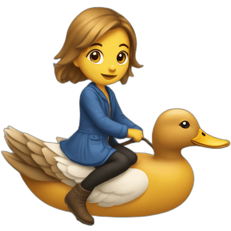 Une fille sur un canard emoji