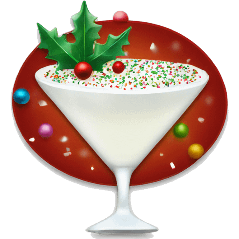 white colored martini with christmas sprinkles rim emoji