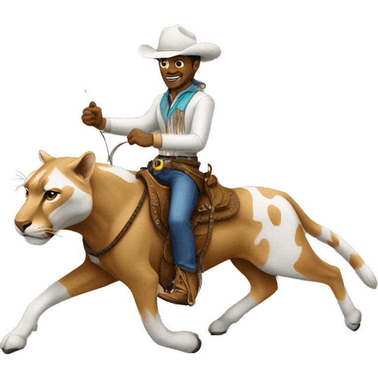 White Cowboy riding a cougar  emoji