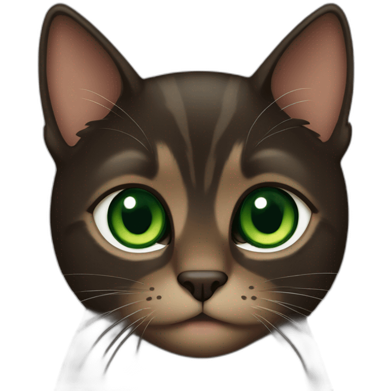 brown and black cat with green eyes emoji