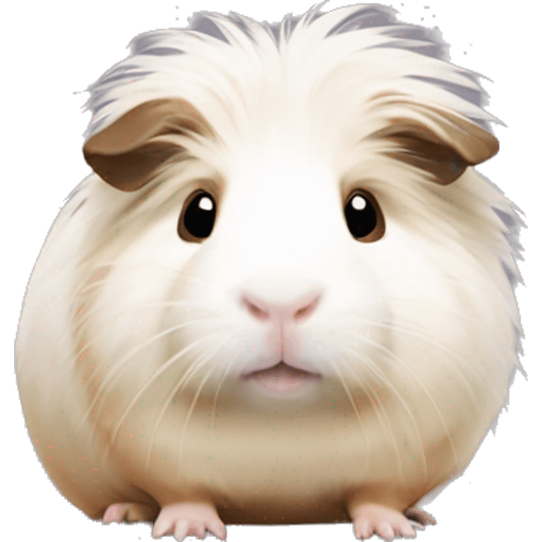 Guinea pig with mostly white fur and a little tan fur emoji