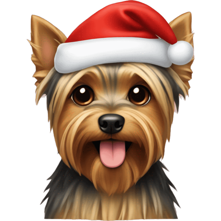 Yorkshire terrier in Santa hat emoji