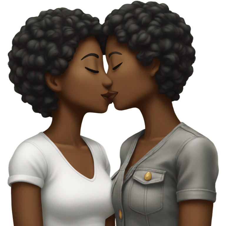 Two black lesbians kissing emoji