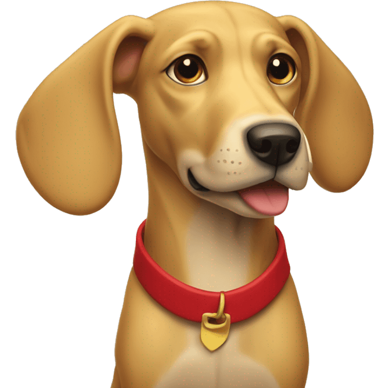 mustard colored dog with very long ears and red collar emoji