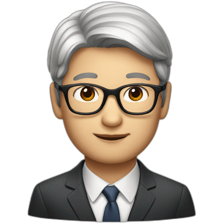 Tim cook with a brown hair Korean girl with eyeglasses emoji